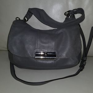 Coach small shoulder bag gray leather GUC!